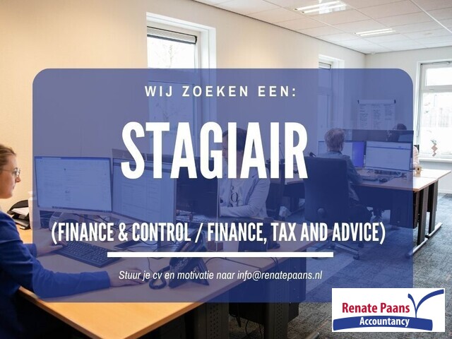 Vacature Stagiair Finance & Control / Finance Tax & Advice